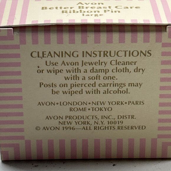 VTG ‘93 AVON Lapel/Hat Pin Breast Cancer Awareness Enamel Ribbon & Gold Toned - Picture 4 of 6